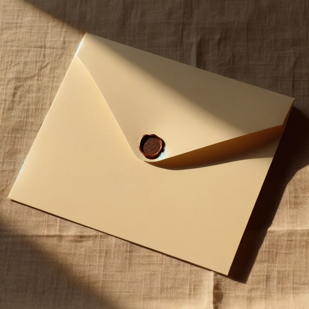 מכתב מקופל עם חותם דיו אדום, על בד פשתן.